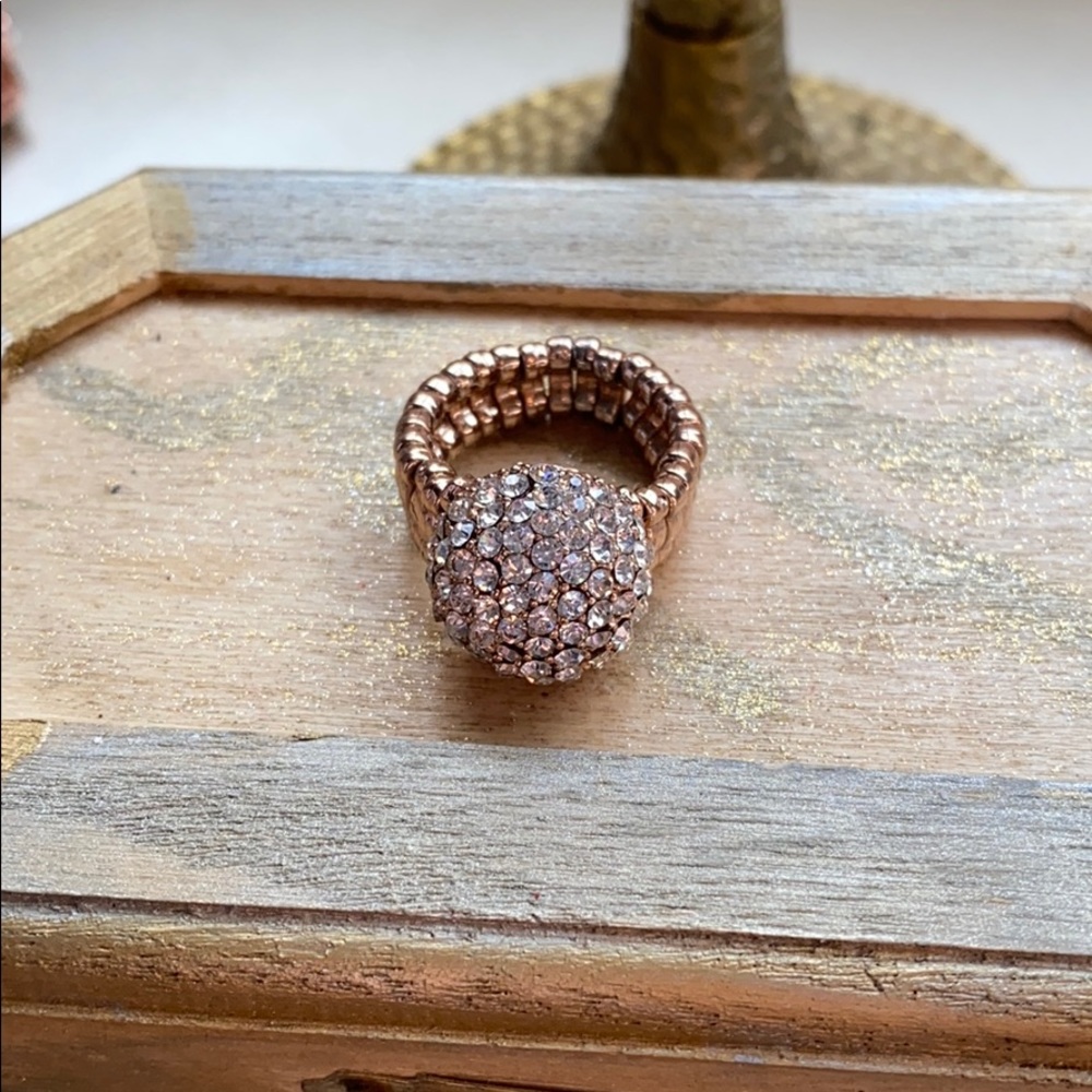 Gold ring with rhinestones